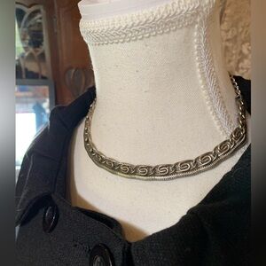 Elegant Handmade Silver Necklace Choker‎ Adjustable Thick Swirl